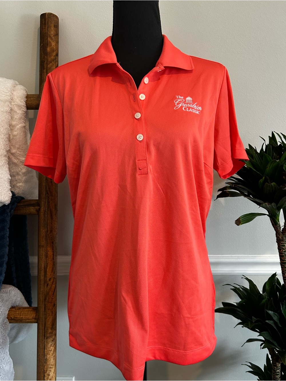 Nike Coral Short-Sleeve Button-Down Polo-The Greenbrier Classic Size Large